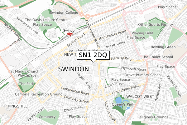SN1 2DQ map - small scale - OS Open Zoomstack (Ordnance Survey)