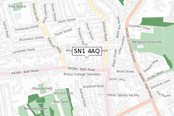 SN1 4AQ map - large scale - OS Open Zoomstack (Ordnance Survey)