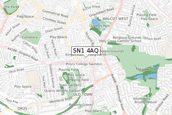 SN1 4AQ map - small scale - OS Open Zoomstack (Ordnance Survey)