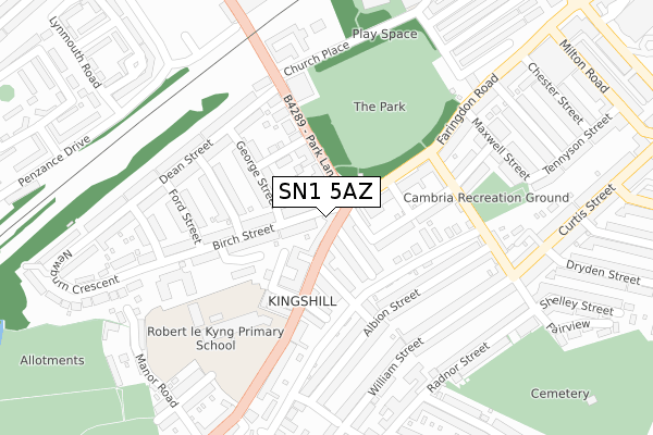 SN1 5AZ map - large scale - OS Open Zoomstack (Ordnance Survey)