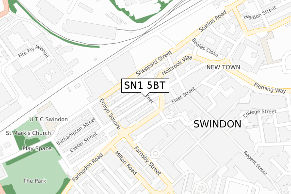 SN1 5BT map - large scale - OS Open Zoomstack (Ordnance Survey)