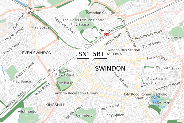 SN1 5BT map - small scale - OS Open Zoomstack (Ordnance Survey)