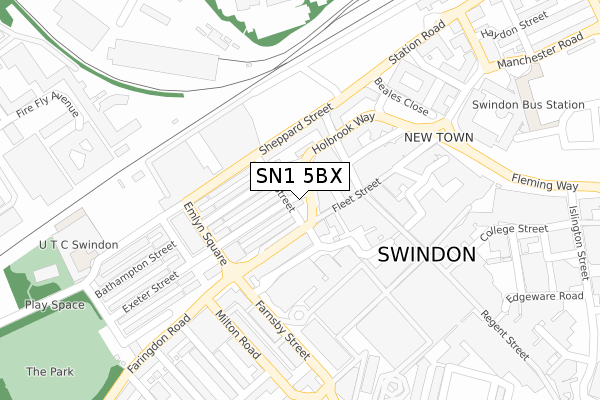 SN1 5BX map - large scale - OS Open Zoomstack (Ordnance Survey)