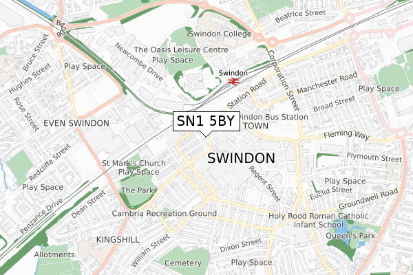 SN1 5BY map - small scale - OS Open Zoomstack (Ordnance Survey)