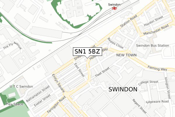 SN1 5BZ map - large scale - OS Open Zoomstack (Ordnance Survey)