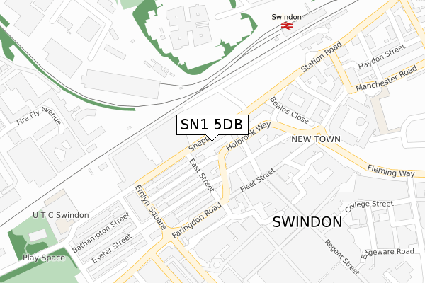 SN1 5DB map - large scale - OS Open Zoomstack (Ordnance Survey)