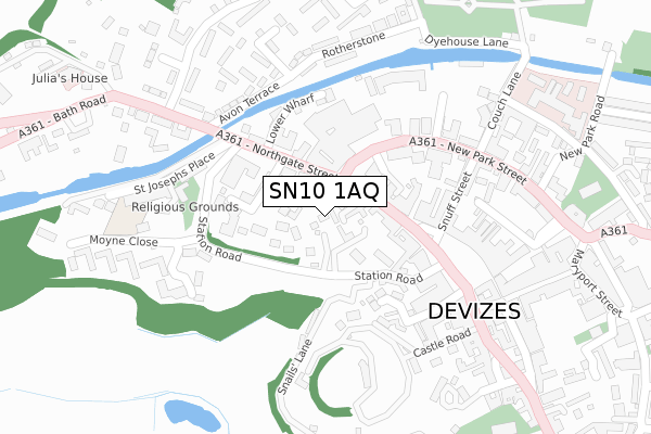 SN10 1AQ map - large scale - OS Open Zoomstack (Ordnance Survey)