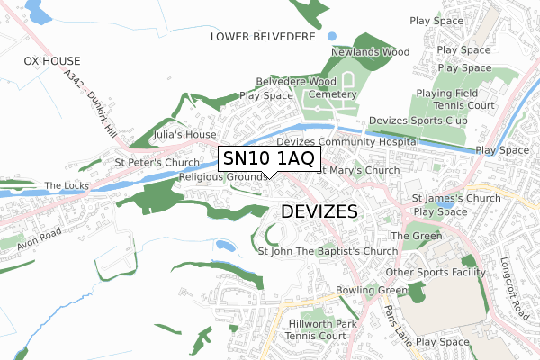 SN10 1AQ map - small scale - OS Open Zoomstack (Ordnance Survey)