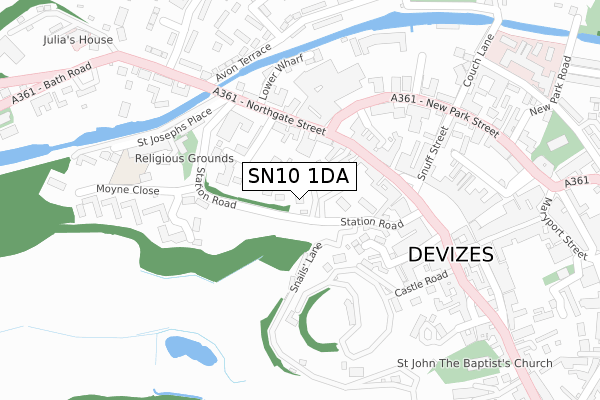 SN10 1DA map - large scale - OS Open Zoomstack (Ordnance Survey)