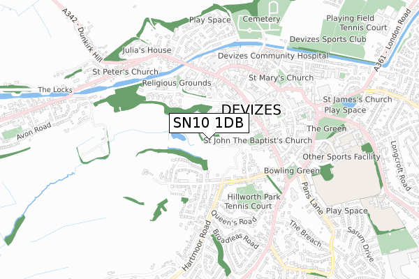 SN10 1DB map - small scale - OS Open Zoomstack (Ordnance Survey)
