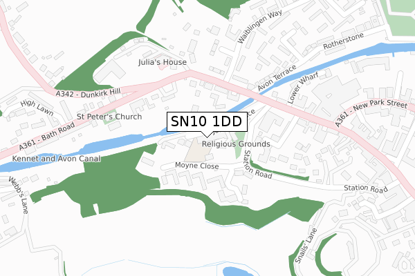 SN10 1DD map - large scale - OS Open Zoomstack (Ordnance Survey)