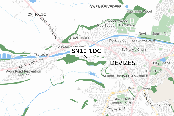 SN10 1DG map - small scale - OS Open Zoomstack (Ordnance Survey)