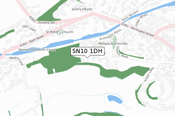 SN10 1DH map - large scale - OS Open Zoomstack (Ordnance Survey)