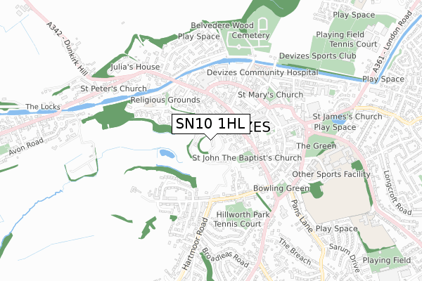 SN10 1HL map - small scale - OS Open Zoomstack (Ordnance Survey)
