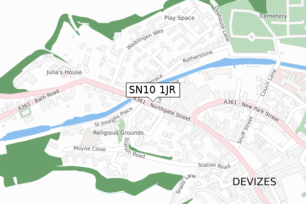 SN10 1JR map - large scale - OS Open Zoomstack (Ordnance Survey)