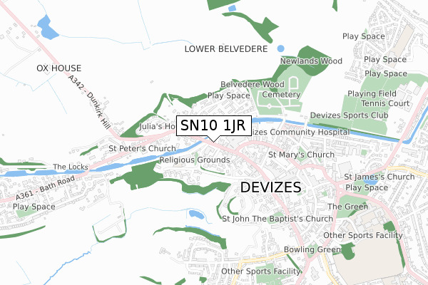 SN10 1JR map - small scale - OS Open Zoomstack (Ordnance Survey)