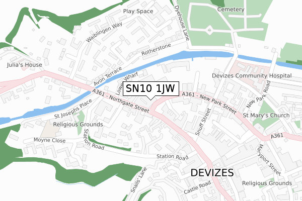 SN10 1JW map - large scale - OS Open Zoomstack (Ordnance Survey)