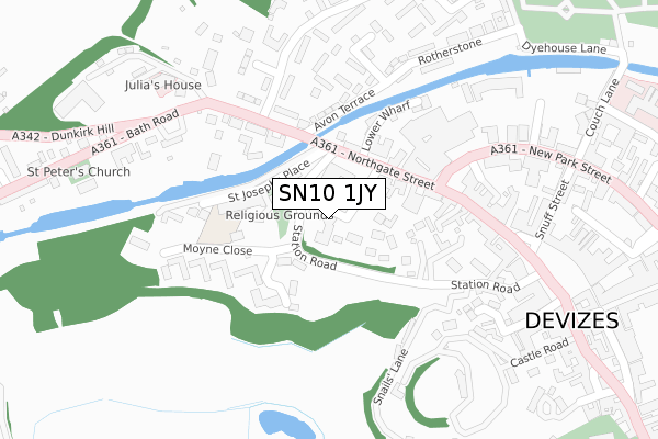 SN10 1JY map - large scale - OS Open Zoomstack (Ordnance Survey)