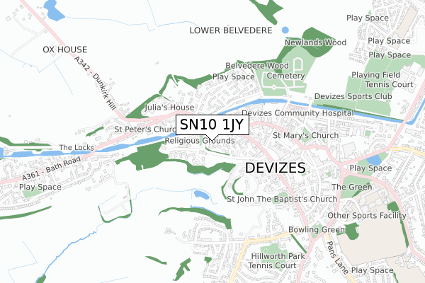SN10 1JY map - small scale - OS Open Zoomstack (Ordnance Survey)