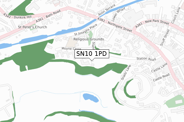 SN10 1PD map - large scale - OS Open Zoomstack (Ordnance Survey)