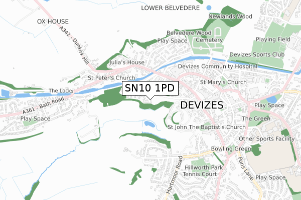 SN10 1PD map - small scale - OS Open Zoomstack (Ordnance Survey)