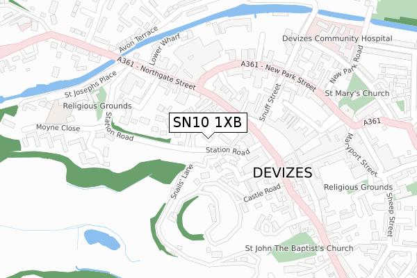 SN10 1XB map - large scale - OS Open Zoomstack (Ordnance Survey)