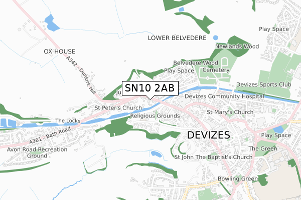 SN10 2AB map - small scale - OS Open Zoomstack (Ordnance Survey)