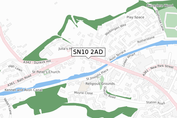 SN10 2AD map - large scale - OS Open Zoomstack (Ordnance Survey)