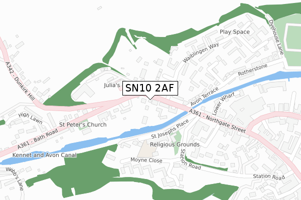SN10 2AF map - large scale - OS Open Zoomstack (Ordnance Survey)