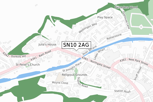 SN10 2AG map - large scale - OS Open Zoomstack (Ordnance Survey)
