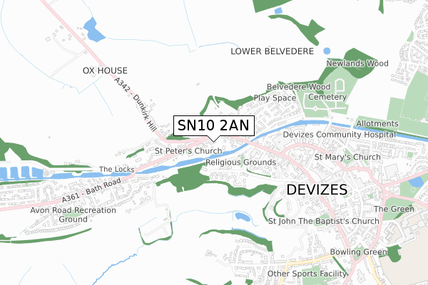 SN10 2AN map - small scale - OS Open Zoomstack (Ordnance Survey)