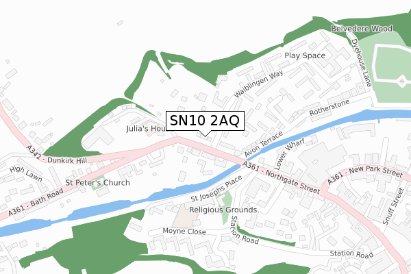 SN10 2AQ map - large scale - OS Open Zoomstack (Ordnance Survey)