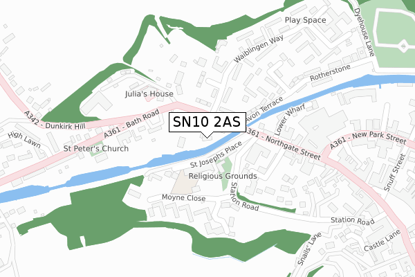 SN10 2AS map - large scale - OS Open Zoomstack (Ordnance Survey)