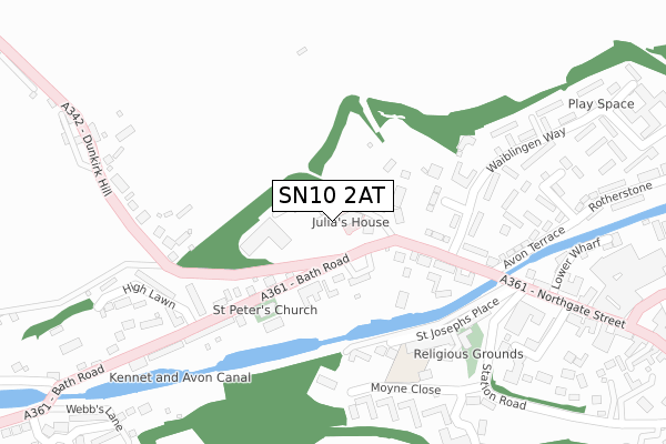 SN10 2AT map - large scale - OS Open Zoomstack (Ordnance Survey)