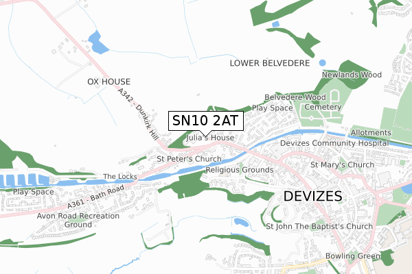 SN10 2AT map - small scale - OS Open Zoomstack (Ordnance Survey)