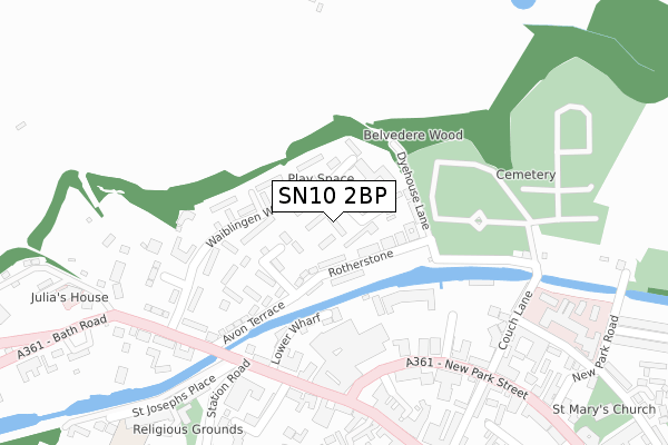 SN10 2BP map - large scale - OS Open Zoomstack (Ordnance Survey)