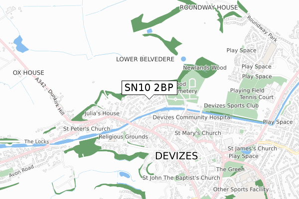 SN10 2BP map - small scale - OS Open Zoomstack (Ordnance Survey)