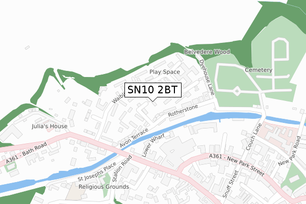 SN10 2BT map - large scale - OS Open Zoomstack (Ordnance Survey)