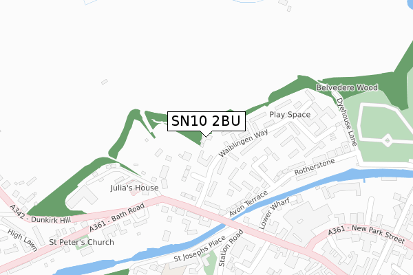 SN10 2BU map - large scale - OS Open Zoomstack (Ordnance Survey)