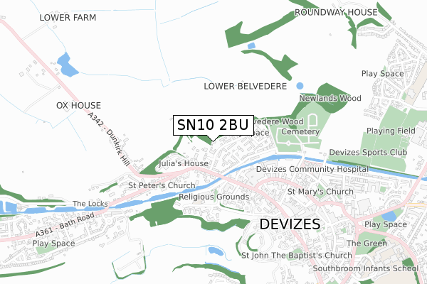 SN10 2BU map - small scale - OS Open Zoomstack (Ordnance Survey)