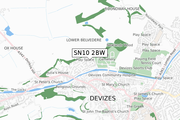 SN10 2BW map - small scale - OS Open Zoomstack (Ordnance Survey)