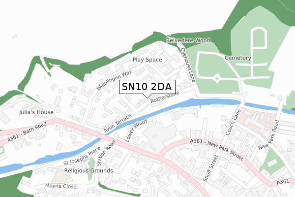 SN10 2DA map - large scale - OS Open Zoomstack (Ordnance Survey)