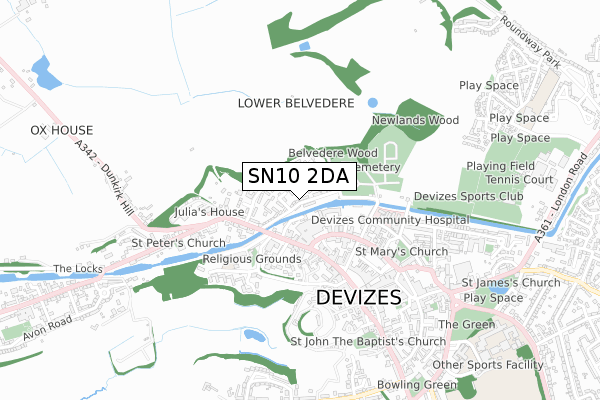 SN10 2DA map - small scale - OS Open Zoomstack (Ordnance Survey)