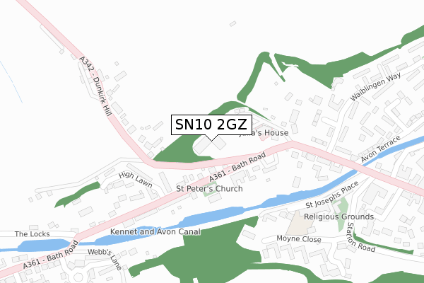 SN10 2GZ map - large scale - OS Open Zoomstack (Ordnance Survey)