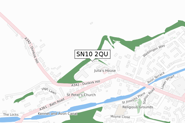 SN10 2QU map - large scale - OS Open Zoomstack (Ordnance Survey)