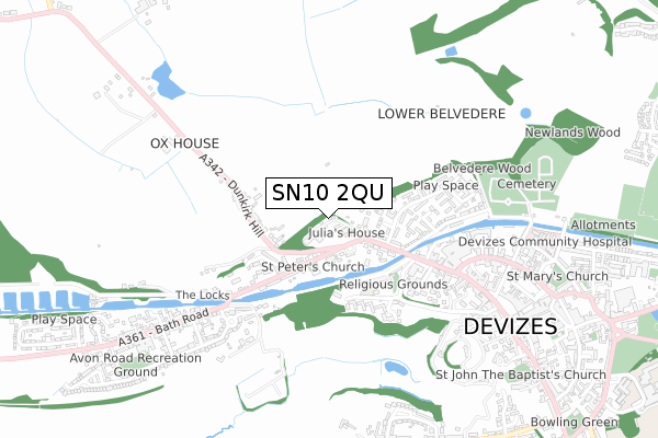 SN10 2QU map - small scale - OS Open Zoomstack (Ordnance Survey)