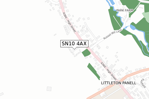 SN10 4AX map - large scale - OS Open Zoomstack (Ordnance Survey)