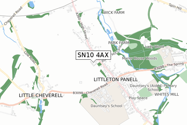 SN10 4AX map - small scale - OS Open Zoomstack (Ordnance Survey)