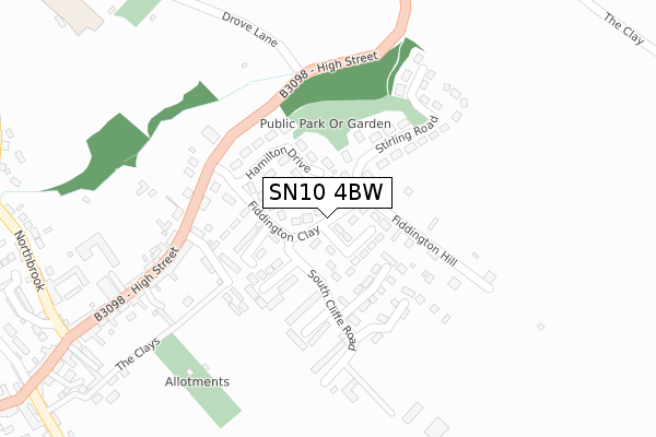 SN10 4BW map - large scale - OS Open Zoomstack (Ordnance Survey)