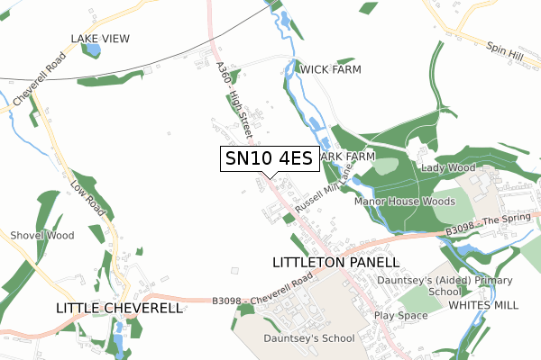 SN10 4ES map - small scale - OS Open Zoomstack (Ordnance Survey)